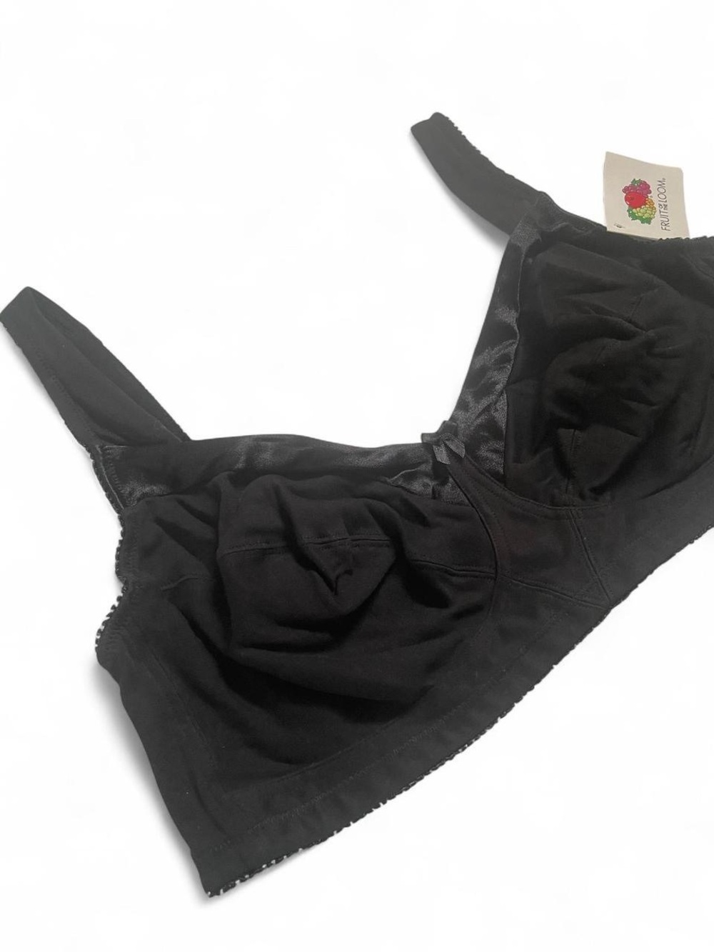 Vintage Fruit of the Loom 
Black Lingerie Bralette 
100% Cotton • SIZE - 44C NWT